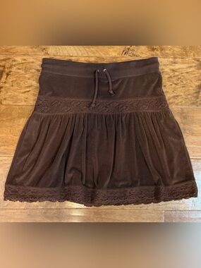 BCBG Max Azria Chocolate Brown Terry Lace Mini Skirt
